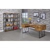Vynxaria Transitional Minimalist Double-Wide Bookcase 4 Side Shelves, Sturdy Metal Frame, Warm Wood Shelves, Antique Nutmeg & Black - 3 of 4