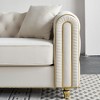 86" Fabric Tufted Sofa with Gold Details & 2 Pillows - 3 of 4