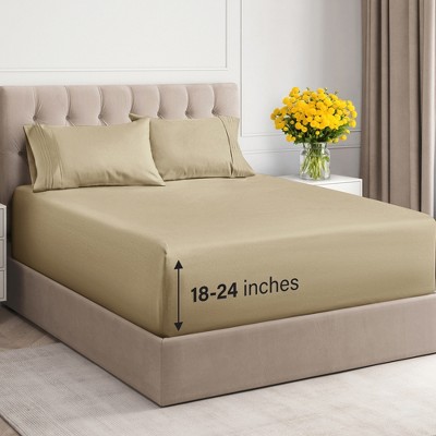 6 Piece Sheet Set - Extra Deep Pocket for 18"-24" Mattresses & Extra Pillowcases - CGK Linens