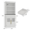70" Tall Storage Cabinet with Drawer & 2 Glass Doors and 3 Shelves，Wood Display Cabinets - 3 of 4