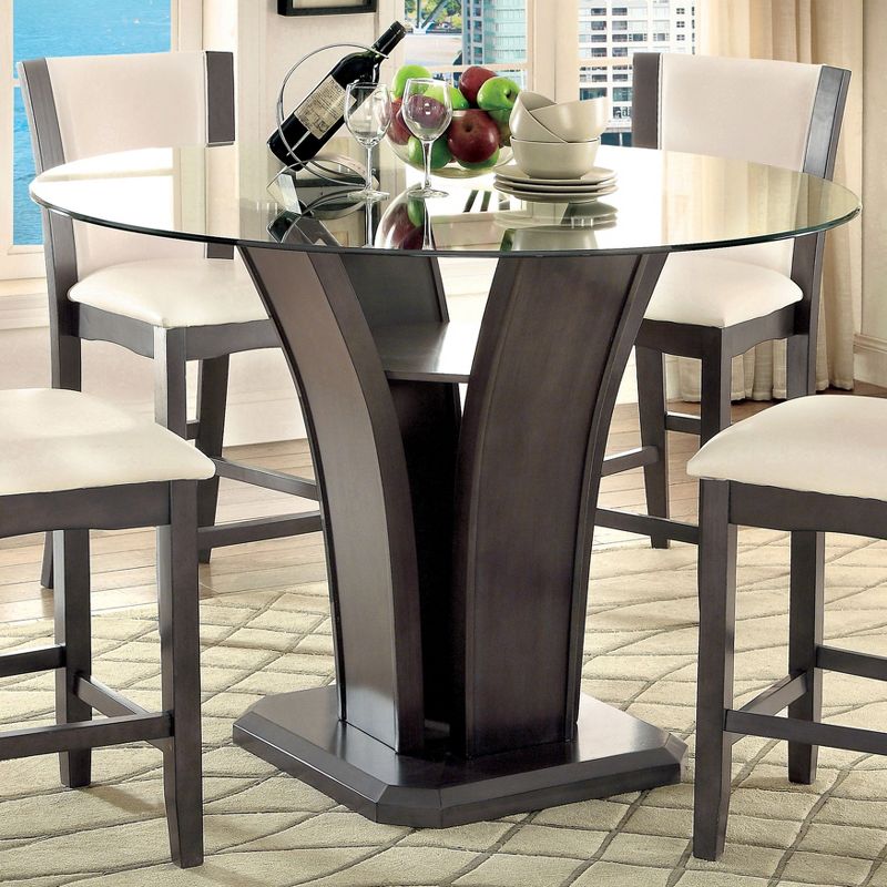 HOMES: Inside + Out Wright II Beveled Glass Round Counter Height Table - Gray, 3 of 5