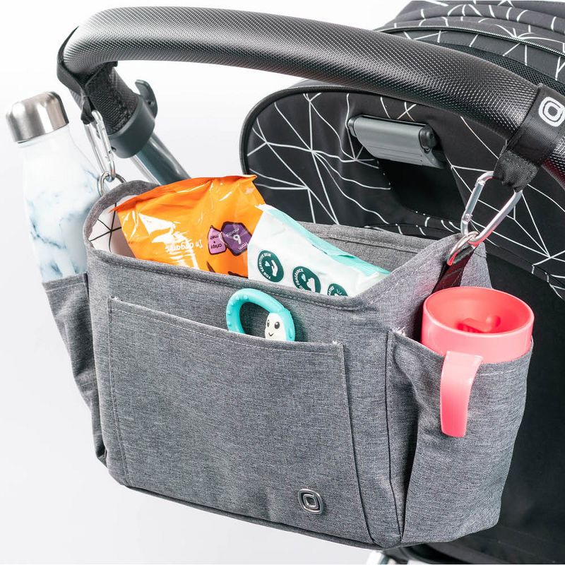 Diono Buggy Buddy XL Universal Stroller Organizer, Cup Holders, Secure Attachment, Zip Pockets, Gray, 2 of 6