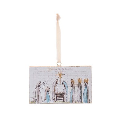 Transpac Hand Painted Nativity Ornament MDF Decorative Object Multicolor Christmas Tabletop Sculpture Indoor Use Spot Clean Care Gift Giving and