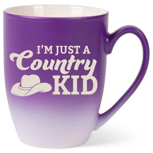 100 North Cowboy Hat 10 Ounce Purple and White Two Toned Ombre, Comfortably Fits Your Hands, Ceramic Tea Coffee Cup Mug, I'm Just A Country Kid - 1 of 1
