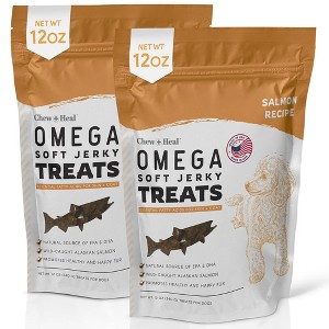 Chew + Heal Wild-Caught Alaskan Salmon Omega Soft Jerky Treats for Dogs, Natural Source of EPA & DHA, Promotes Healthy & Happy Fur - 12oz - 1 of 4