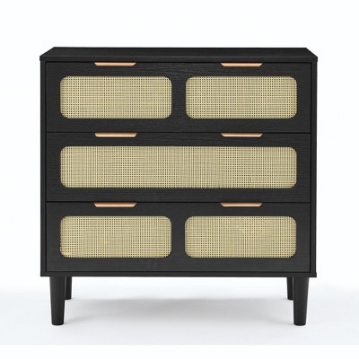TIRAMISUBEST Black 3-Drawer Dresser - Multi-Door Storage Unit for Bedroom Organization with Modern Design