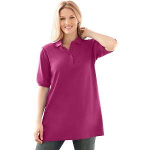 Woman Within Elbow-Sleeve Polo Tunic - 1 of 4