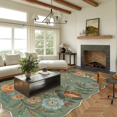 Lahome Machine Washable Back to College Series Floral Plant Floor Mat-Natural Bio-Printed Soft Rug for Living Room, School, Bedroom, or Entryway