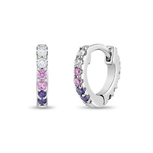 Girl's Double Sided Prong CZ Hoop Sterling Silver Earrings - In Season Jewelry - 1 of 4