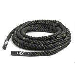 TRX 30 Foot Battle Rope Cardio and Strength Full Body Workout Equipment with Comfortable Rubber Grips for Home Gym and Outdoor Exercises, Black