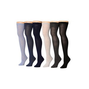 Isadora Paccini Womens 6 Pack Neutral Colorful Tones Over The Knee High Socks - 1 of 1