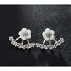 Hollywood Sensation Daisy Jacket Earrings with Porcelain Flower and Cubic Zirconia - 4 of 4