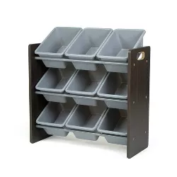 Sumatra Toy Storage Organizer with 9 Storage Bins Espresso/Gray - Humble Crew