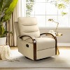 Clemens Genuine Leather Swivel Rocking Manual Recliner with Decorative Curved Mood Arm | ARTFUL LIVING DESIGN - 2 of 4