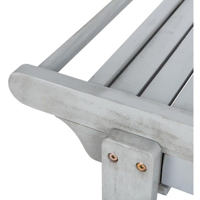 Gray Acacia Wood Outdoor Tea Trolley with Storage