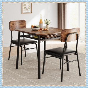 Jojoka 3-Piece Dining Table Set for 2 with Storage Rack – Space-Saving Kitchen Table and 2 Chairs for Small Apartment, Breakfast Nook, Dining Room - 1 of 4