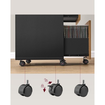 Brown and Black Lockable 2-Drawer Mobile File Cabinet