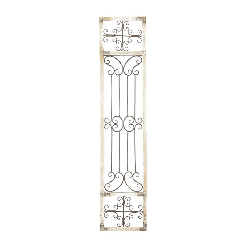 Wood Scroll Distressed Door Inspired Ornamental Wall Decor with Metal Wire Details Gray - Olivia &#38; May, 5 of 25