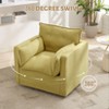 Mid-Century Modern Swivel Accent Chair – Upholstered Linen Armchair with 360° Rotation & Solid Metal Base, No Assembly Required, Beige - 3 of 4