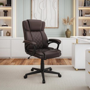 High Back Executive Office Chair with Lumbar Support, Adjustable Height and Tilt Recline for Home or Work Desk -3irtyhousy - 1 of 4