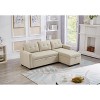 SYFERLORY Upholstered Pull Out Sectional Sofa with Storage Chaise, Convertible Corner Couch, Beige - 2 of 4