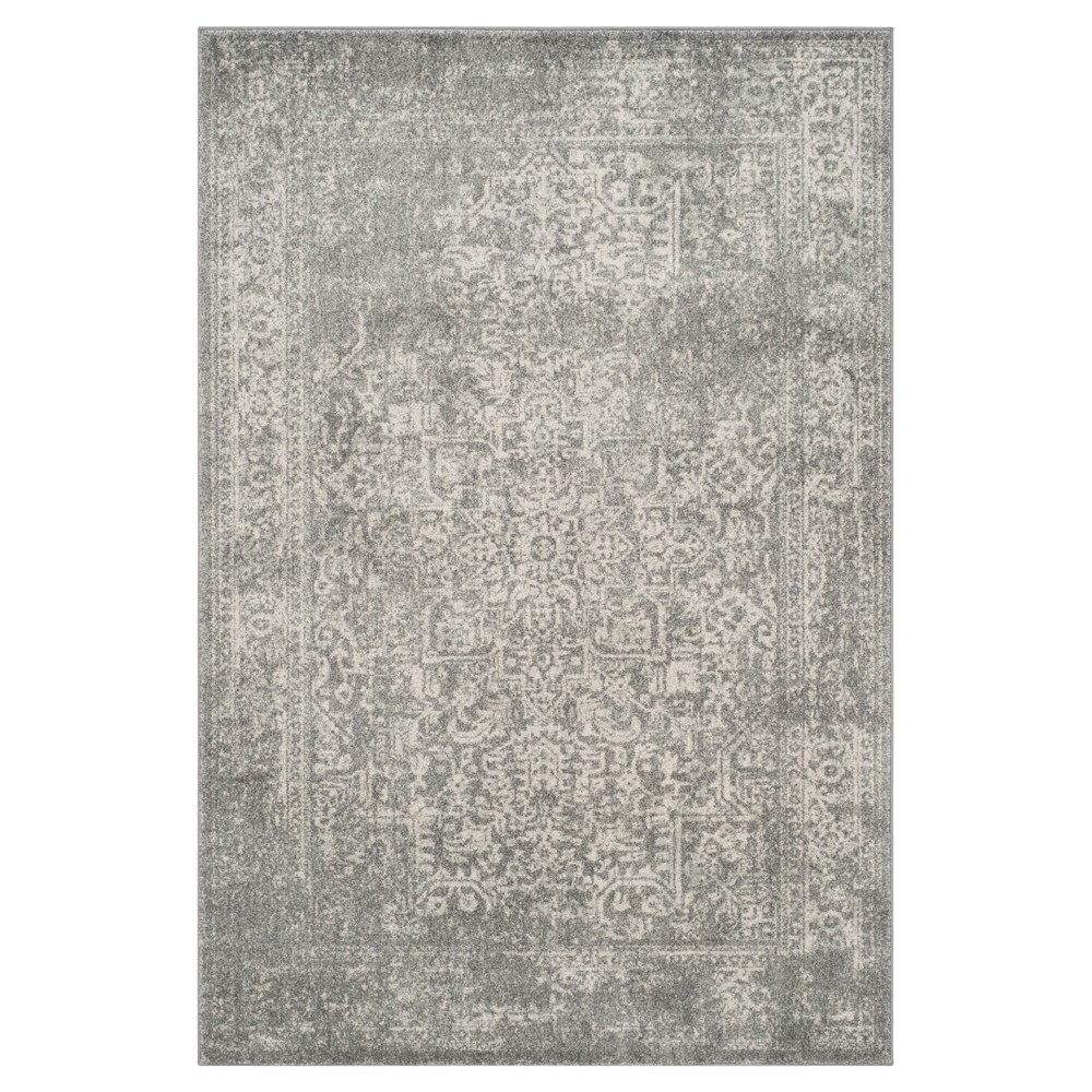 4'x6' Hestia Burst Loomed Area Rug Silver/Ivory - Safavieh