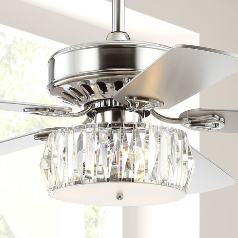 52 Led Crystal Prism Drum Ceiling Fan With Remote Silver Jonathan Y Target