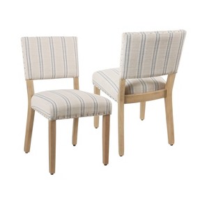 Set of 2 Stripe Dining Chair Blue/White - HomePop