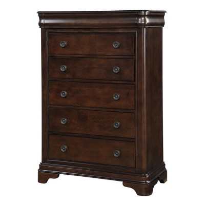 Traditional Cherry Brown 6-Drawer Vertical Chest with Felt-Lined Top Drawer