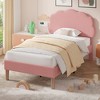 VECELO Wooden Cloud-Shaped Kids Bed Frame Upholstered Platform Bed with Adjustable Headboard, No Box Spring Needed - 3 of 4