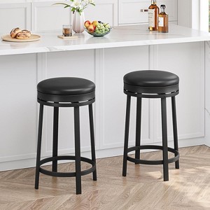 Jojoka Swivel Bar Stools,24" Counter Height Bar Stools with Footrest,Pu Leather Backless for Dining Room - 1 of 4