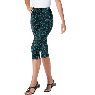 Woman Within Plus Size Stretch Cotton Printed Capri Legging