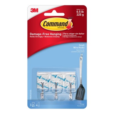 Command Small Sized Wire Decorative Hooks Clear