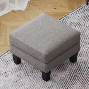 Racxily  Ottoman: Versatile Fabric Ottoman for Hallway (Shoe Stool) & Sofa (Footrest), Thick Spring Cushion, Solid Wood Legs - 1 of 4