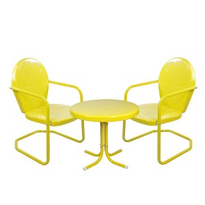 Northlight 3-Piece Retro Metal Tulip Chairs and Side Table Outdoor Set, Yellow - 1 of 2