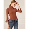INSPIRE CHIC Women's Ruffle Sleeves Pullover Turtleneck Slim Fit Stretchy Knit Sweater - 4 of 4