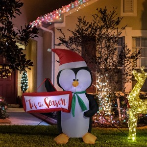 Sunnydaze 46.5" Self-Inflatable Holiday Penguin Outdoor Winter Holiday Lawn Decoration with LED Lights - 1 of 4