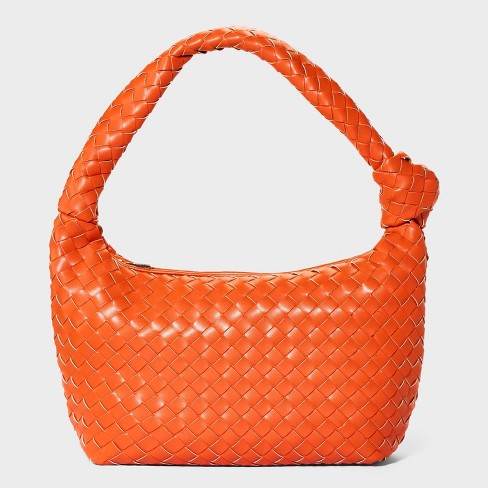 Woven Slouchy Shoulder Handbag - A New Day™ Coral Orange