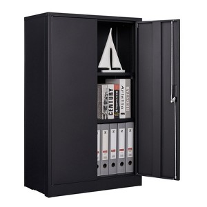 Metal Storage Cabinet, 42" Storage Cabinet with 2 Adjustable Shelves & 2 Lockable Doors for Office, Garage, Home - 1 of 4