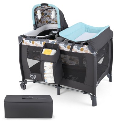 Safstar 4-in-1 Convertible Portable Baby Playard Newborn Napper w/ Music & Toys Blue