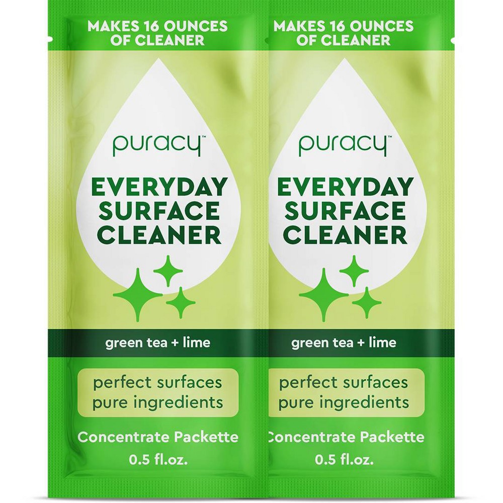 Puracy Everyday Surface Cleaner Concentrate Packettes - Green Tea & Lime - 2pk (Makes 32 fl oz)