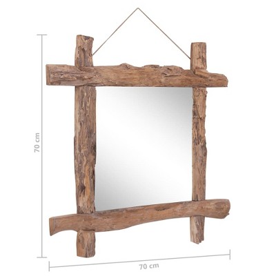 Rustic Square Natural Reclaimed Wood Log Mirror