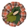 12" Harvest Plaid Pumpkin Round Throw Pillow Orange/Green - Pillow Perfect: Indoor Decorative Autumn Cushion - 3 of 4