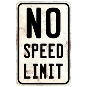 Car Room Wall Decor Vintage Metal Sign No Speed Limit Signs - 1 of 4