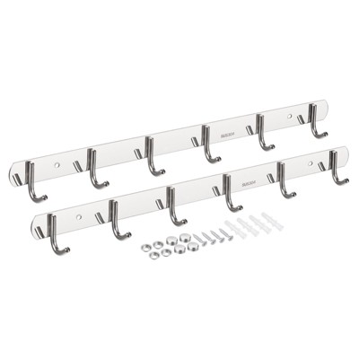 Unique Bargains 304 Stainless Steel Polished Wall Mounted Durable Coat Hooks 2 Pcs