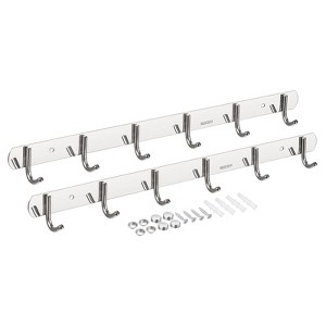 Unique Bargains 304 Stainless Steel Polished Wall Mounted Durable Coat Hooks 2 Pcs - 1 of 3