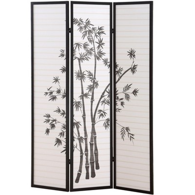 NicBex Room Divider Folding Privacy Screen with Oriental Bamboo Pattern Partition for Home & Office