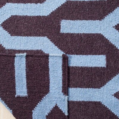 Handwoven Purple and Blue Geometric Wool Area Rug