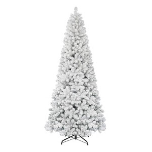 Puleo 9' Unlit Flocked Full Virginia Pine Hinged Artificial Christmas Tree - 1 of 3