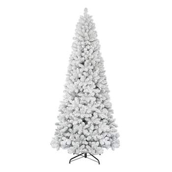 Puleo 9' Unlit Flocked Full Virginia Pine Hinged Artificial Christmas Tree